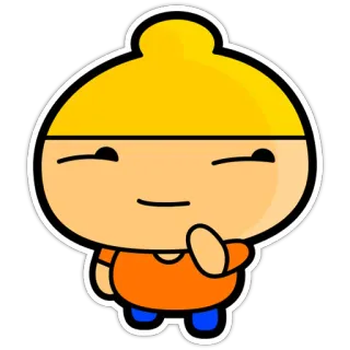 🥰 dessin animé, personnage, t-shirt orange, cheveux jaunes, souriant telegram sticker