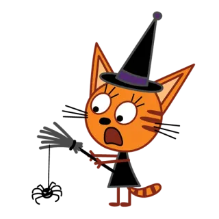😧 gatto, strega, halloween, magia, cartone animato whatsapp sticker