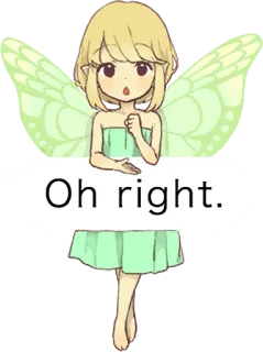 🤔 Oh right. 妖精, かわいい, アニメ, 表情, びっくり, 翼 telegram sticker