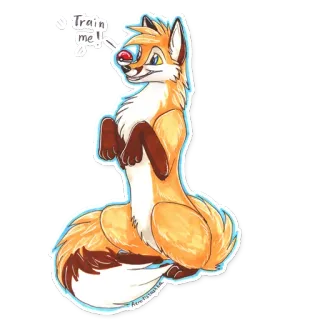 😜 s-train me! renard, animal, poilu, dessin animé, anthropomorphe telegram sticker