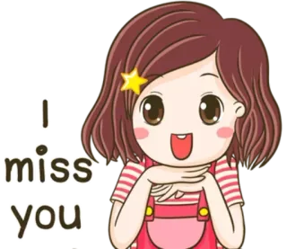 😚 I miss you lindo, chica, te echo de menos, dibujos animados, amigable, saludo telegram sticker