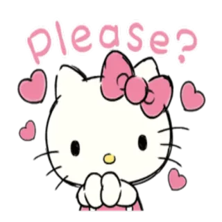 🙏 Hello Kitty please? chaton, dessin animé, kawaii, sanrio, mignon telegram sticker
