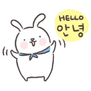 🐰 HELLO
안녕 kelinci, bunny, halo, salam, lucu, kawaii, korea telegram sticker