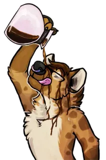 ☕ animal, peludo, antropomórfico, café, bebida, dibujo animado telegram sticker