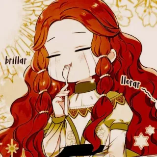 🍓 brillar llorar 动漫, 哭泣, 闪耀, 闪闪发光, 红发, 叉子, 卡通 telegram sticker