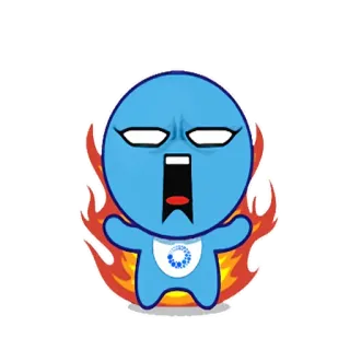 😡 Cartone animato, Fuoco, Arrabbiato, Personaggio blu, Emotivo telegram sticker