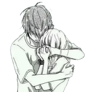 ❤ Anime, Abbraccio, Triste, Conforto, Emozionale, Manga telegram sticker