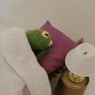 🐸 Kermit Kermit the Frog, sleep, bed, puppet, cute, meme telegram sticker