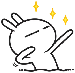 ✨ conejo, brillos, mareado, dibujos animados, lindo, blanco whatsapp sticker