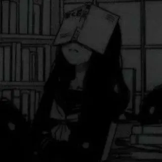 🖤 Аниме, Манга, Девушка, Книга, Чтение, Студент, Книжная полка telegram sticker