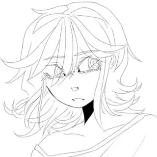 😒 anime, manga, sketch, portrait, line art, illustration telegram sticker