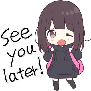 👋 See you later! Anime, Schattig, Kawaii, Dag, Meisje, Zwaaien telegram sticker