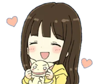 😊 Anime, Fofo, Menina, Corações, Feliz, Desenho animado telegram sticker