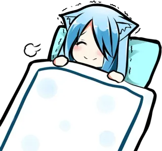 😄 Anime, dormire, carino, orecchie da gatto, Chibi, cartone animato whatsapp sticker