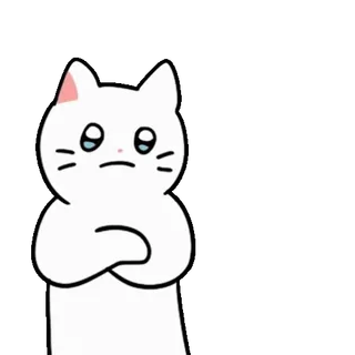 💬 gato, triste, blanco, animal, dibujo animado, lindo whatsapp sticker