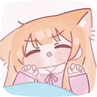 🤤 gatto, assonnato, anime, carino, cartone animato, kawaii, sonno telegram sticker