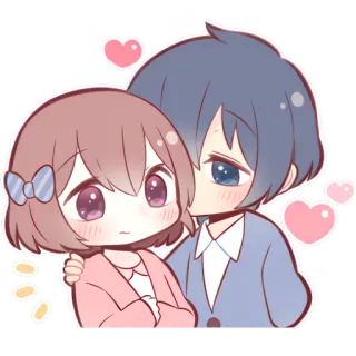 😘 커플, 사랑, 귀여운, 애니메이션, 로맨스 telegram sticker
