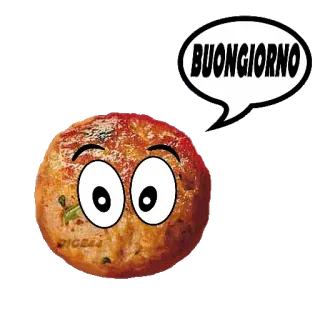 🛏 BUONGIORNO almôndega, desenho animado, comida, italiano, bom dia, saudação telegram sticker