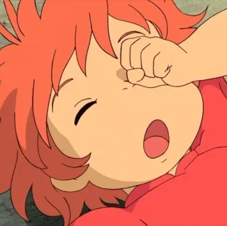 🐽 Ponyo ponyo, ghibli, anime, desenho animado, sonolento, cansado, animado whatsapp sticker