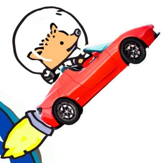 🐷 Igel, Astronaut, Rakete, Auto, Cartoon, Tier, Weltraum telegram sticker