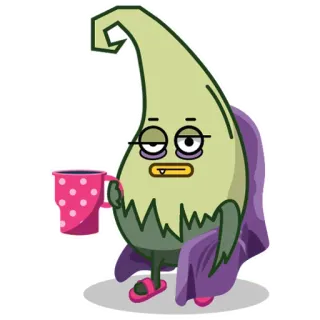 🥱 Hoạt hình, Buồn ngủ, Mệt mỏi, Cà phê, Buổi sáng, Nhân vật telegram sticker