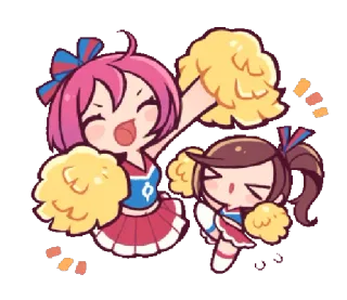 🤩 치어리더, 귀여운, 애니메이션 스타일, 만화, 폼폼, 축하 telegram sticker