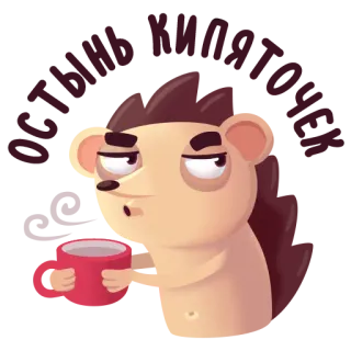 ☕️ erizo, café, animal, lindo, dibujos animados, dormilón telegram sticker