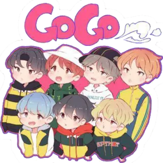 ❤️ GoGo 만화, 그룹, 카와이, 귀여운, 스티커, 팬아트 telegram sticker