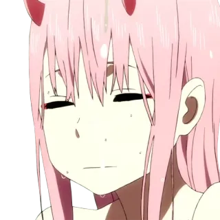 😑 Zero Two Darling in the Franxx Anime, Zero Two, Darling in the Franxx, Charakter, pinke Haare, Hörner telegram sticker