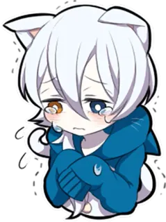 😭 Anime, Kot, Płaczący, Smutny, Słodki, Kawaii, Naklejka telegram sticker