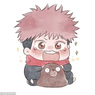 ⚫️ Yuji Itadori Jujutsu Kaisen Anime, Manga, Stiker, Chibi, Lucu, Yuji Itadori, Jujutsu Kaisen telegram sticker