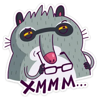 🤔 XMMM... rakun, berpikir, hmm, kacamata, kartun, binatang, penasaran telegram sticker
