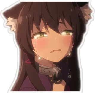 😭 anime, crying, girl, kawaii, cat ears, collar, tears, sad telegram sticker