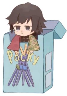 💝 Giyu Tomioka Demon Slayer Pocky anime, pocky, demon slayer, giyu tomioka, character, snack, cute whatsapp sticker