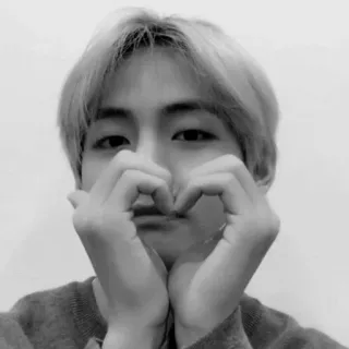 ❤️ kpop, 爱心, 手指爱心, 韩国, 偶像, 肖像, 单色 telegram sticker