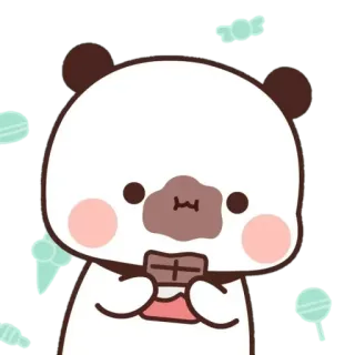 😋 Panda, Chocolate, Lindo, Dulce, Dibujos animados, Postre whatsapp sticker