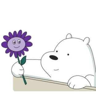 💐 Ice Bear We Bare Bears bear, cartoon, flower, cute, animal telegram sticker