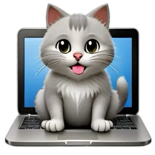 💻 mèo, mèo con, máy tính xách tay, máy tính, dễ thương, động vật whatsapp sticker
