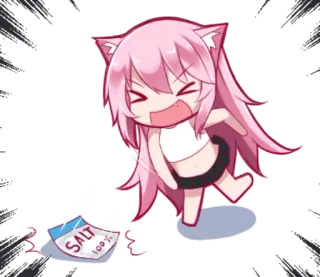 😣 SALT 100% Anime, Neko, Sel, Mignon, Mème telegram sticker