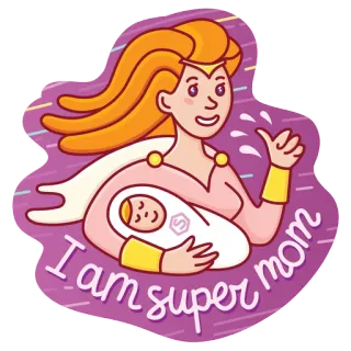 👩‍👩‍👦‍👦 I am super mom mom, superhero, baby, mother, super, woman telegram sticker