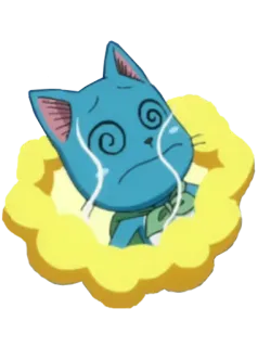 😵 Happy Fairy Tail Katze, Anime, Fairy Tail, fröhlich, weinend, Sticker telegram sticker