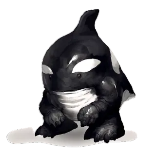 👱 orca, ballena, criatura, animal, lindo, dibujos animados, blanco y negro telegram sticker