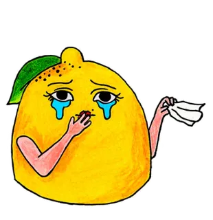 😢 zitrone, weinen, traurig, frucht, cartoon, gefühle telegram sticker