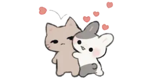 ▫️ gato, conejo, kawaii, lindo, animales, amor whatsapp sticker