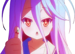 👍 Shiro No Game No Life anime, dziewczyna, kciuk w górę, wiśnia, słodkie, Shiro, No Game No Life telegram sticker