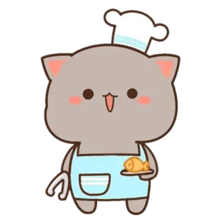 🧑‍🍳 Katze, Koch, Kochen, süß, Tier, Fisch telegram sticker