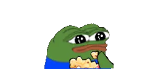 🍿 Pepe the frog Meme, Rana, Popcorn, Guardando, Triste telegram sticker