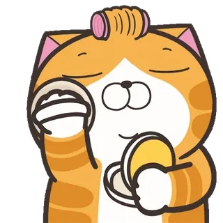 👩 猫, 卷发器, 卡通, 可爱, 橘猫 telegram sticker
