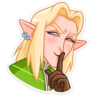 🤫 elfe, fantasy, charakter, cartoon, psst, geheimnis, ruhig telegram sticker