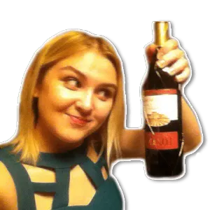 🍷 mujer, botella de vino, alcohol, retrato, sonriendo telegram sticker